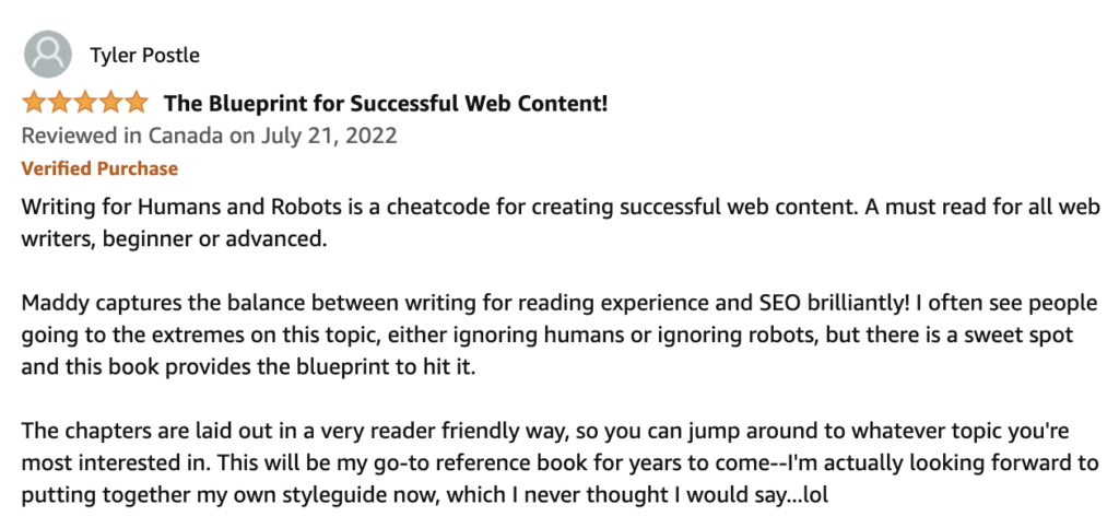 Tyler Postle Writing for Humans and Robots review